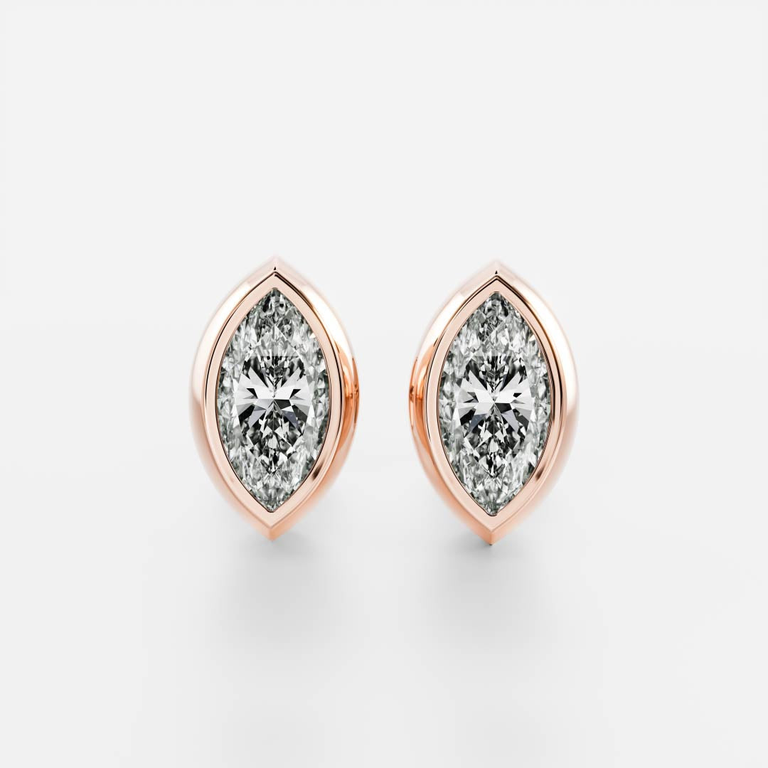 The Stella Bezel-Set Marquise Cut Lab-Grown Diamond Studs