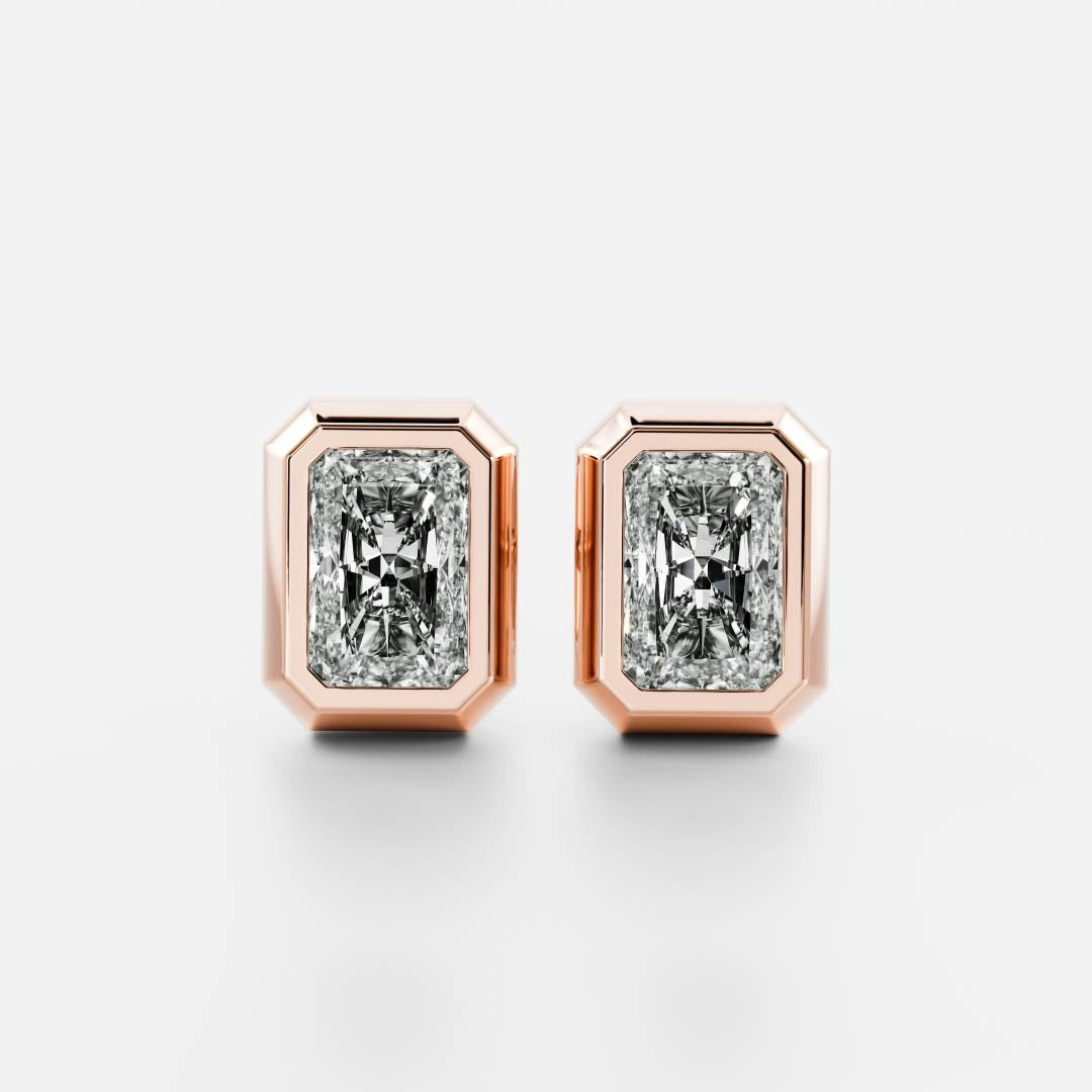 The Freya Bezel-Set Radiant Cut Lab-Grown Diamond Studs
