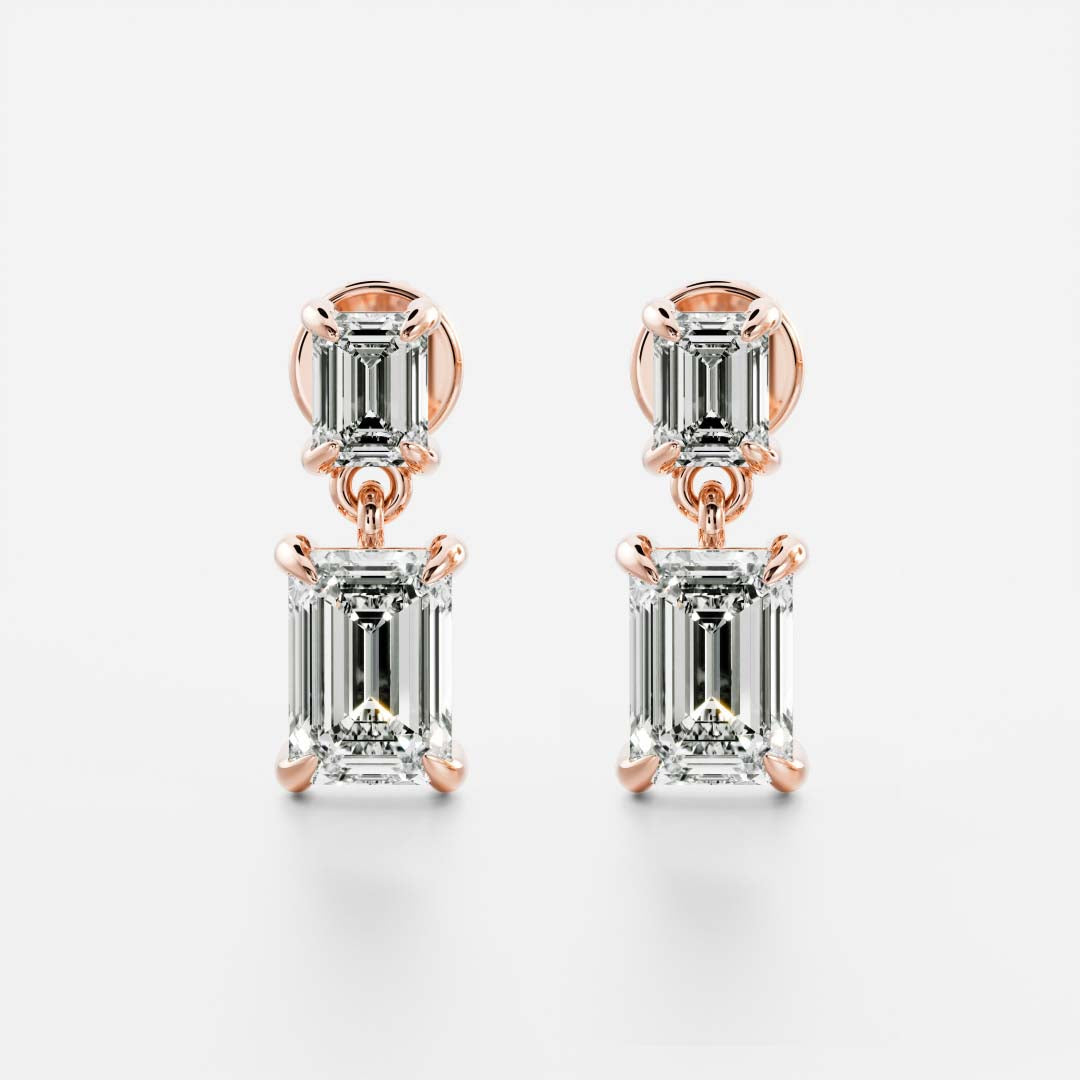 The Elara Emerald Cut Lab-Grown Diamond Drop Earrings