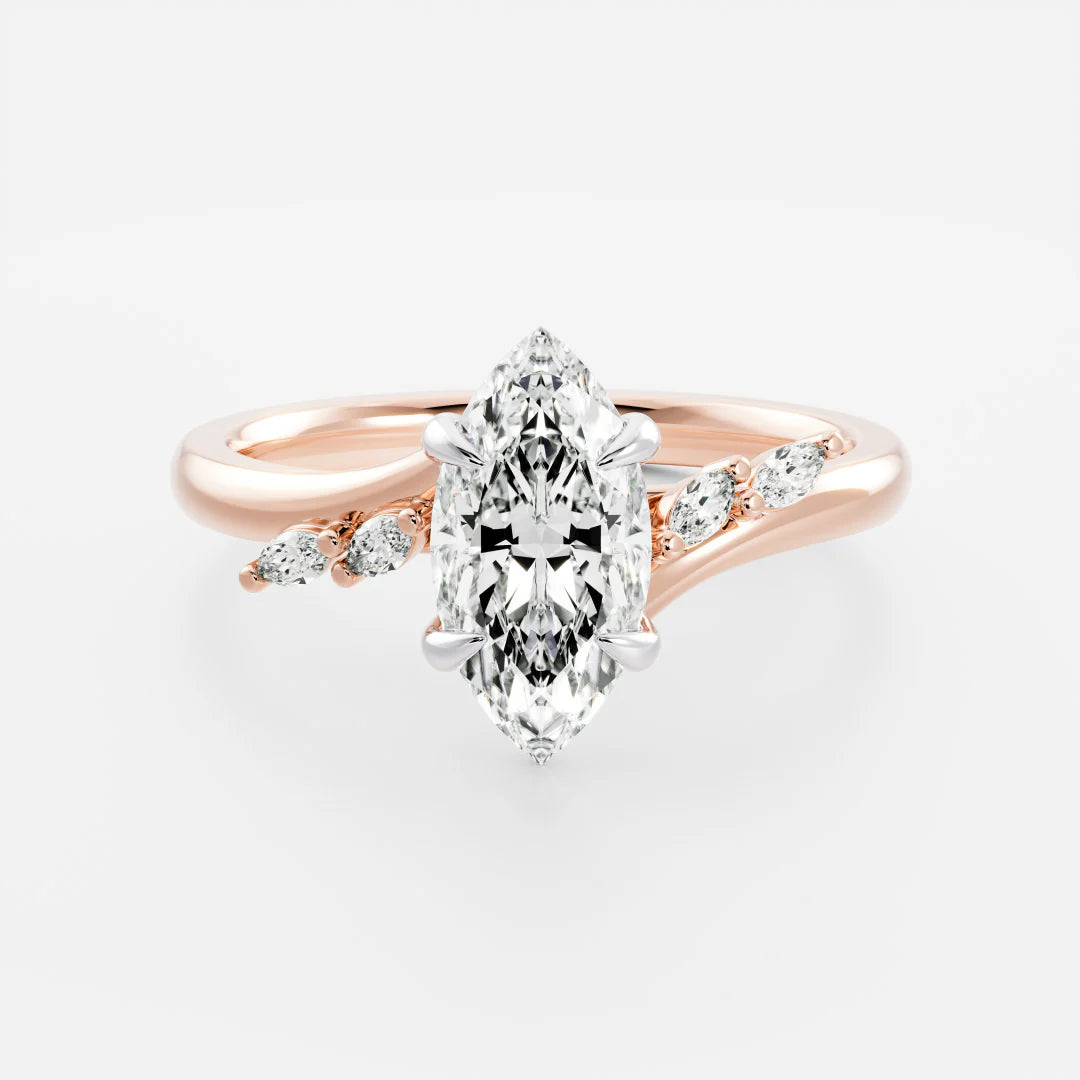 Marquise Lab-Grown Diamond Cluster Bypass Engagement Ring
