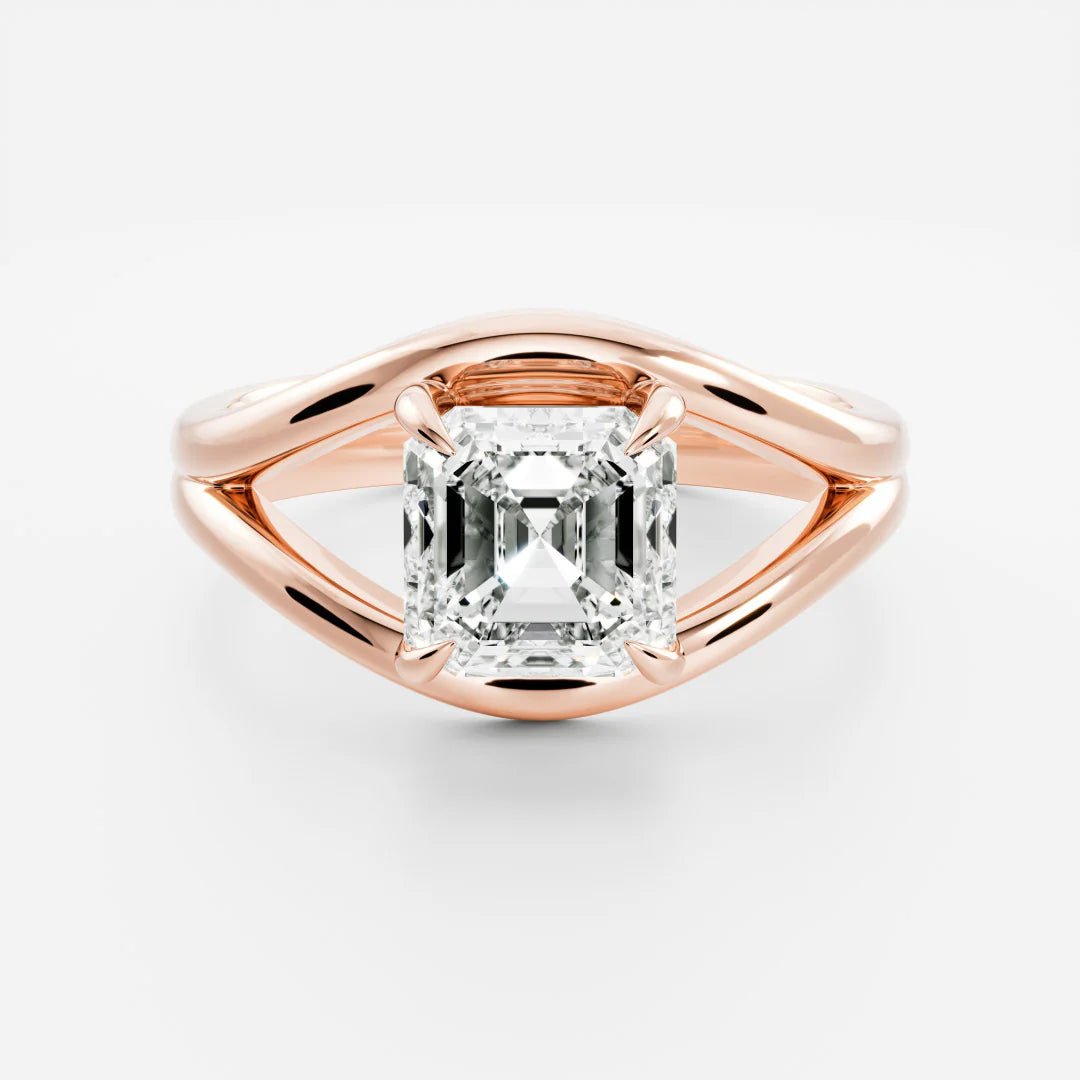 Asscher Cut Lab-Grown Diamond Solitaire Engagement Ring with Split Shank