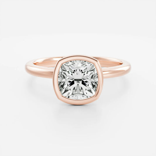Cushion Cut Lab-Grown Diamond Full Bezel Engagement Ring
