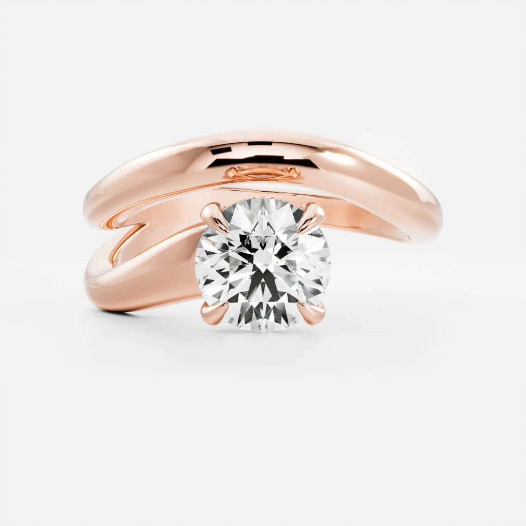 Round Brilliant Lab-Grown Diamond Solitaire Engagement Ring with Wrap Bypass Band