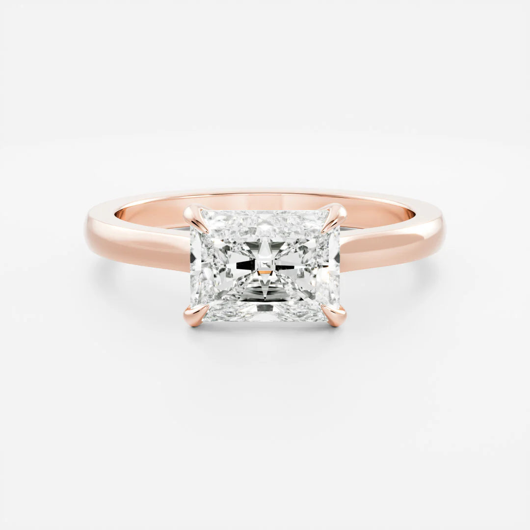 East-West Radiant Cut Lab-Grown Diamond Solitaire Engagement Ring
