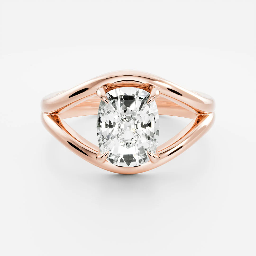 Elongated Cushion Cut Lab-Grown Diamond Solitaire Engagement Ring with Split Shank