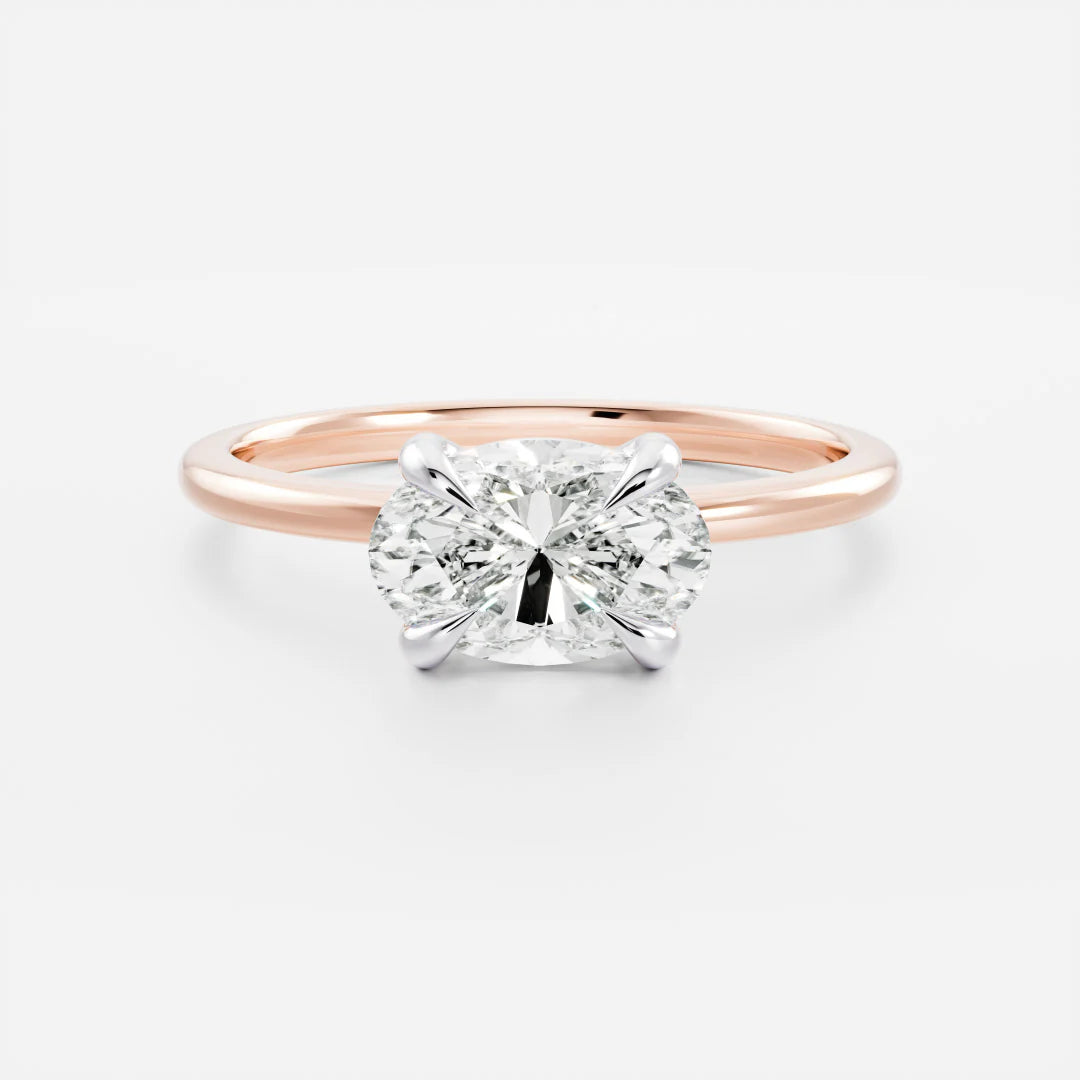 Oval Lab-Grown Diamond Solitaire Engagement Ring with Slim Tapered Band