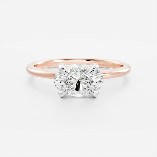 Oval Lab-Grown Diamond Solitaire Engagement Ring with Slim Tapered Band
