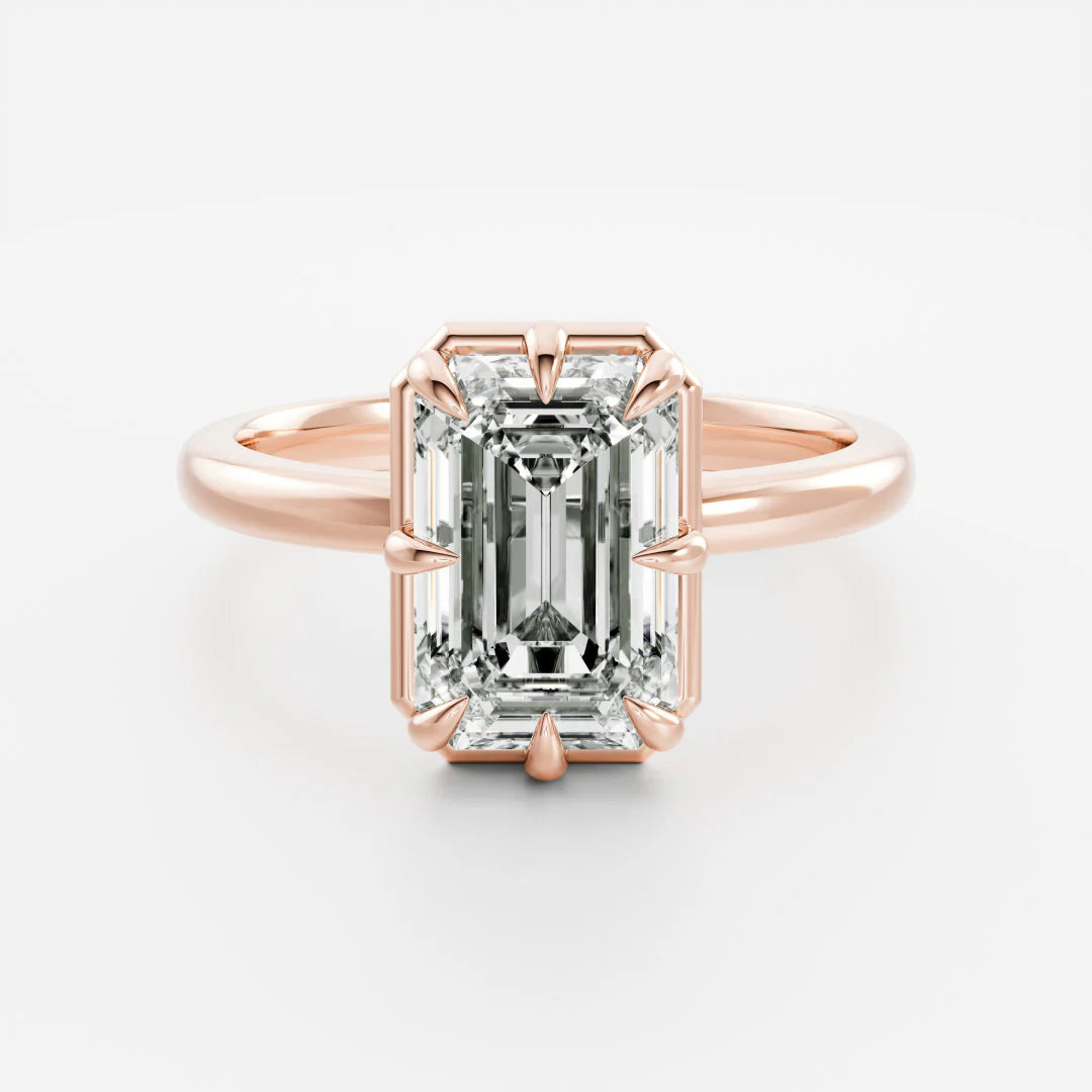 Emerald Cut Lab-Grown Diamond Bezel & Multi-Prong Engagement Ring