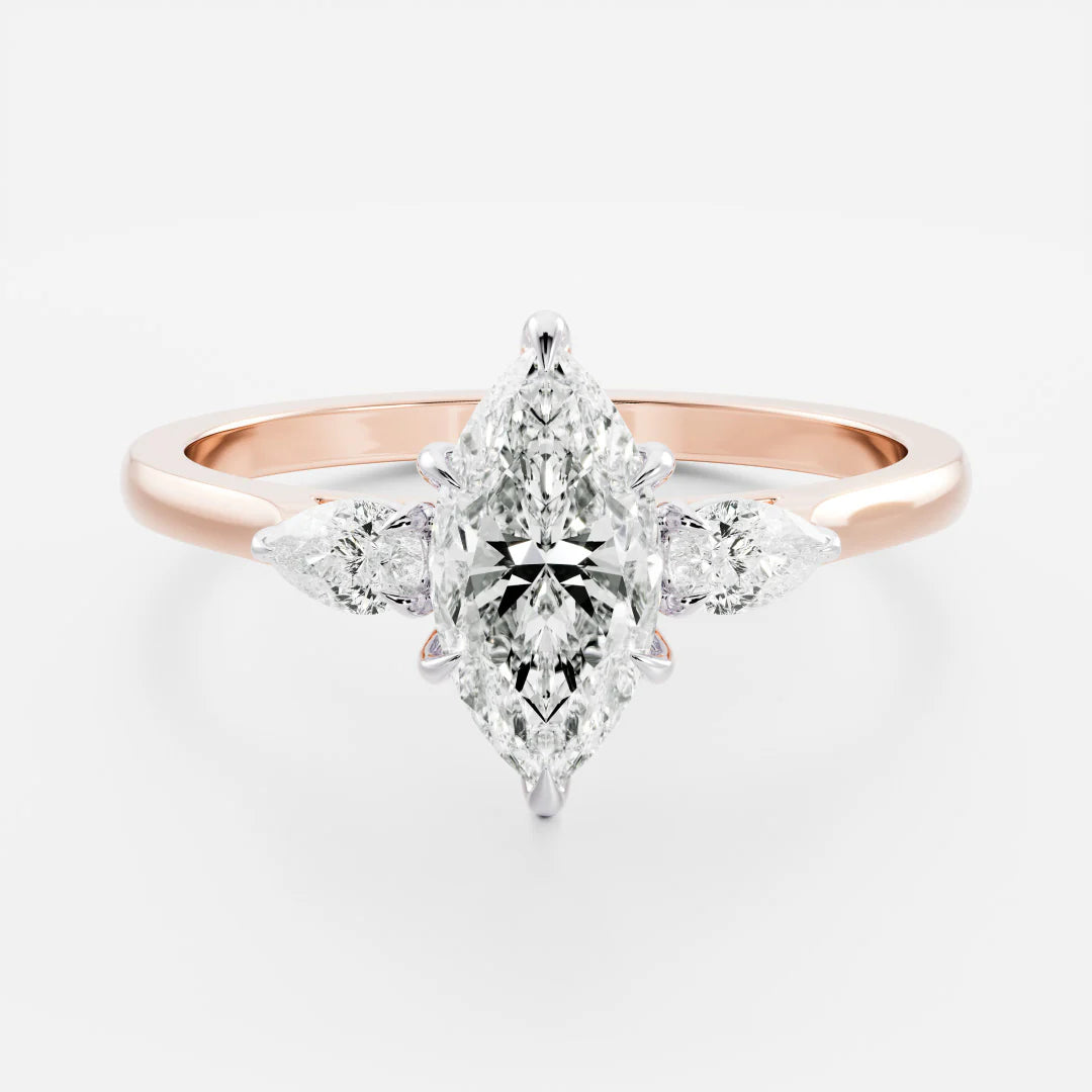 Marquise & Pear Lab-Grown Diamond Three Stone Engagement Ring