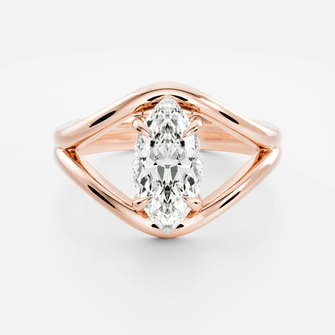 Marquise Cut Lab-Grown Diamond Solitaire Engagement Ring with Split Shank