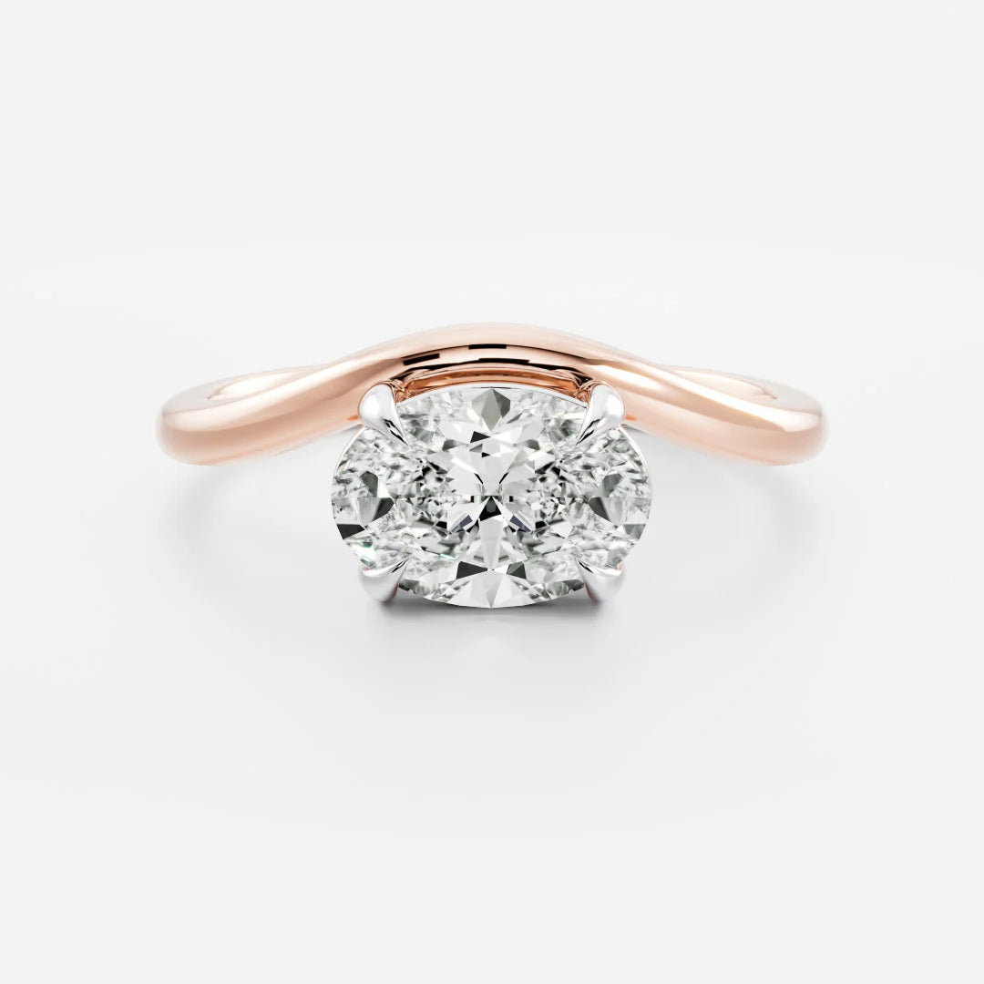East-West Cushion Lab-Grown Diamond Bypass Solitaire Engagement Ring
