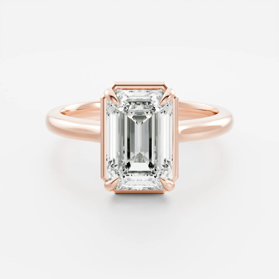 Emerald Cut Lab-Grown Diamond Bezel & Claw Prong Engagement Ring
