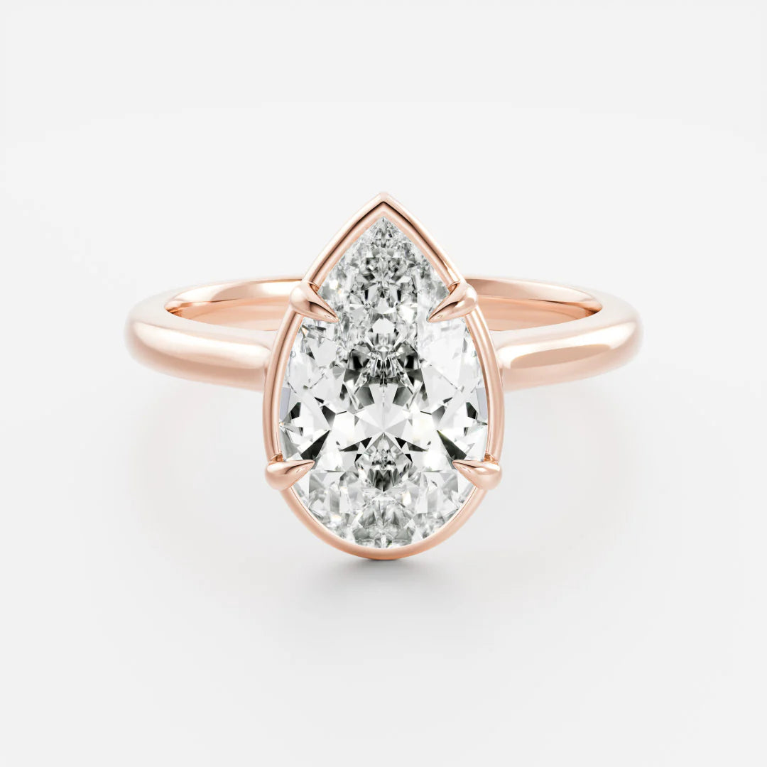 Pear Shaped Lab-Grown Diamond Bezel & 4-Prong Engagement Ring