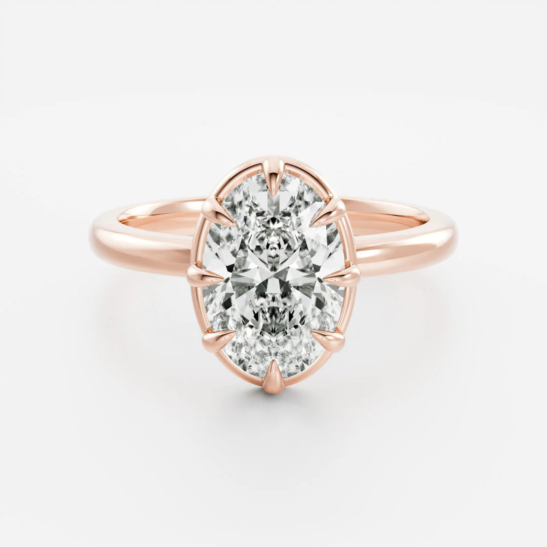Oval Cut Lab-Grown Diamond Bezel & Multi-Prong Engagement Ring