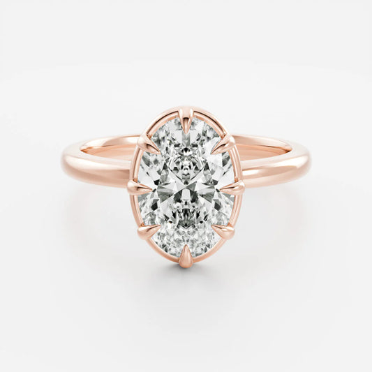Oval Cut Lab-Grown Diamond Bezel & Multi-Prong Engagement Ring
