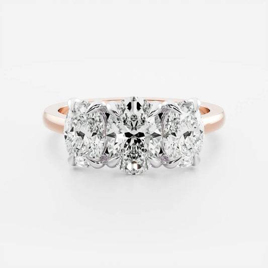 Oval Lab-Grown Diamond Three Stone Engagement Ring