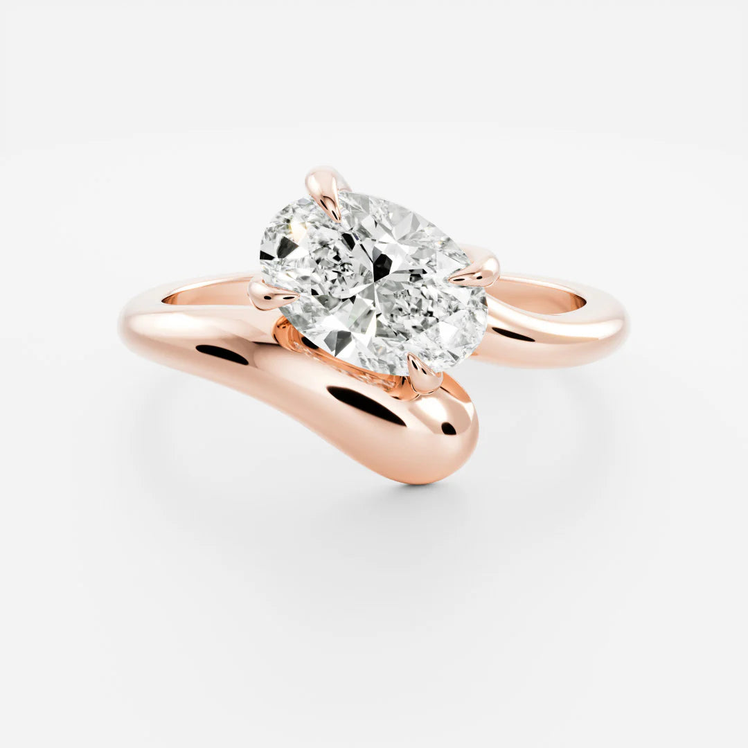 Oval Lab-Grown Diamond Solitaire Engagement Ring with Bypass Band
