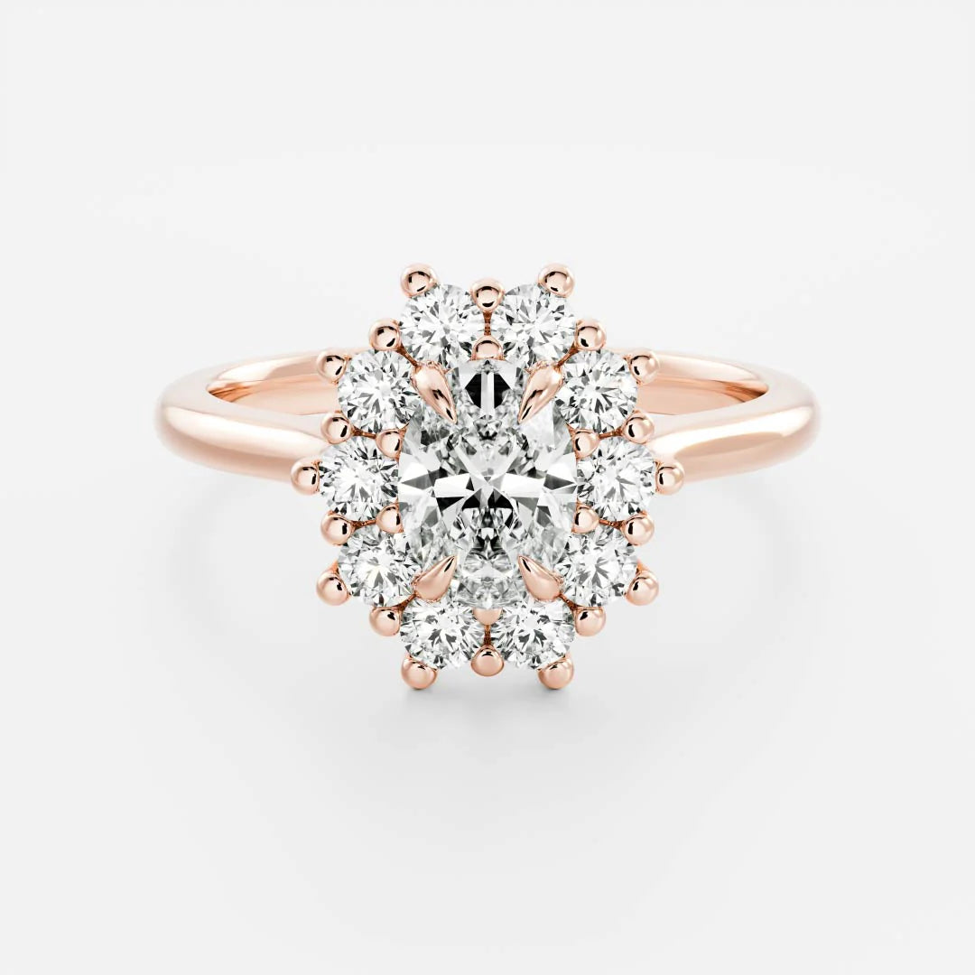 Oval Lab-Grown Diamond Cluster Halo Engagement Ring