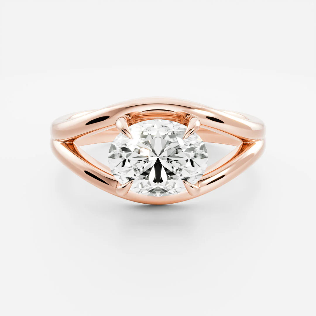 Oval Cut Lab-Grown Diamond Four-Prong Solitaire Engagement Ring with Split Shank