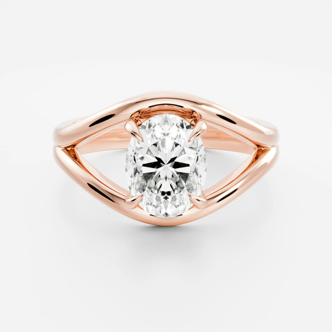 Oval Cut Lab-Grown Diamond Solitaire Engagement Ring with Split Shank