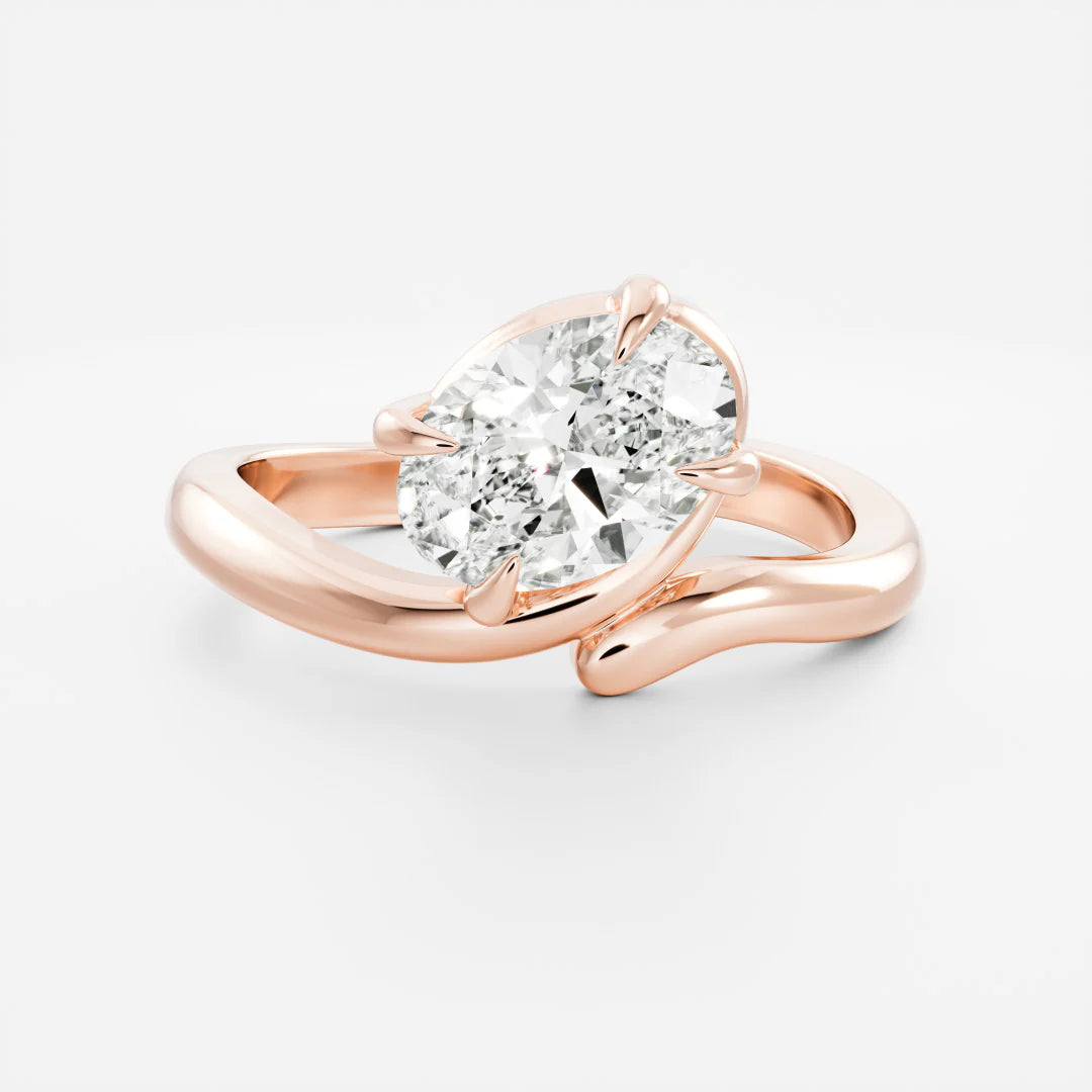 Oval Cut Lab-Grown Diamond Solitaire Engagement Ring with Bypass Band