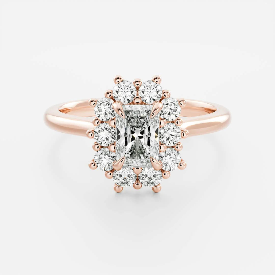Radiant Cut Lab-Grown Diamond Cluster Halo Engagement Ring
