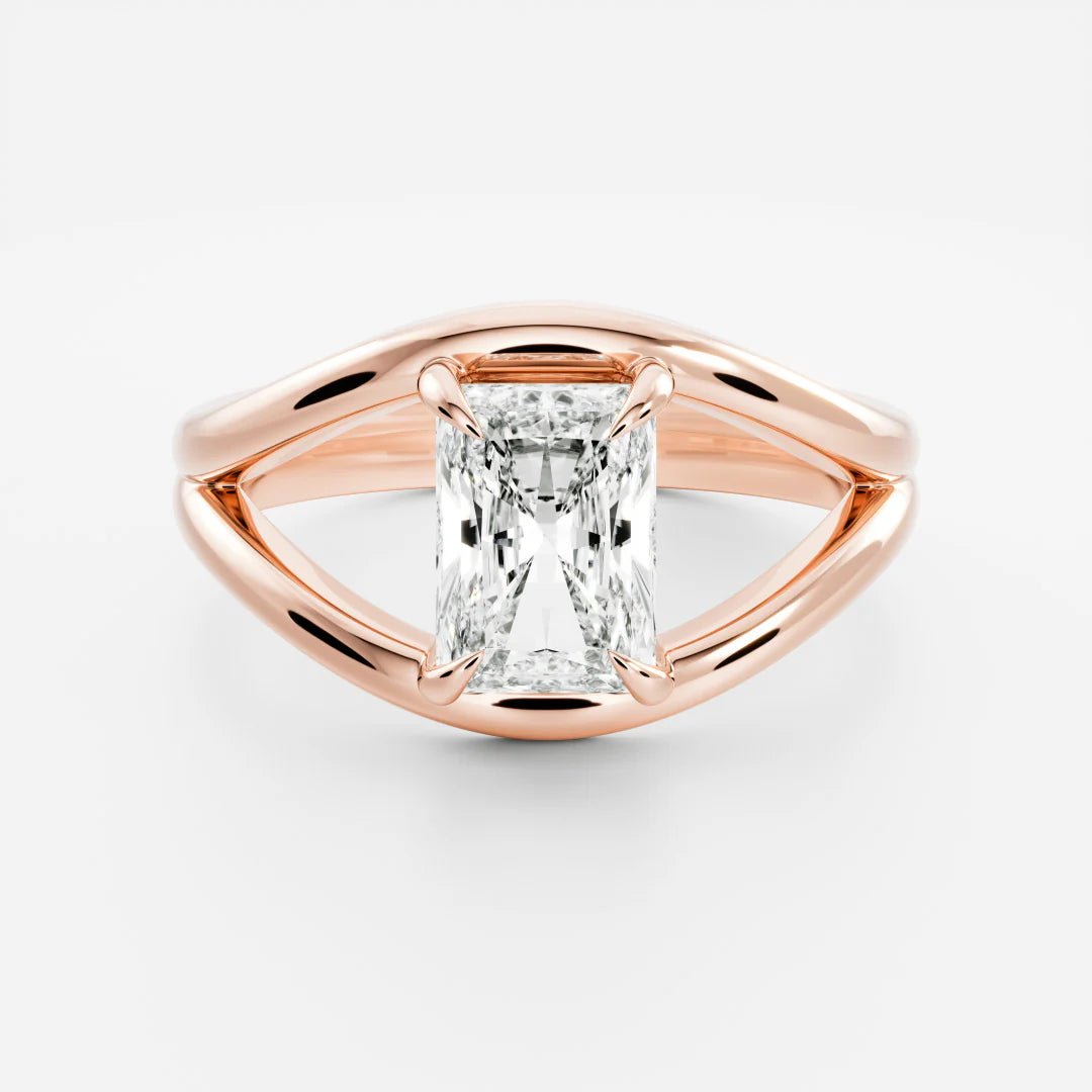 Radiant Cut Lab-Grown Diamond Solitaire Engagement Ring with Split Shank