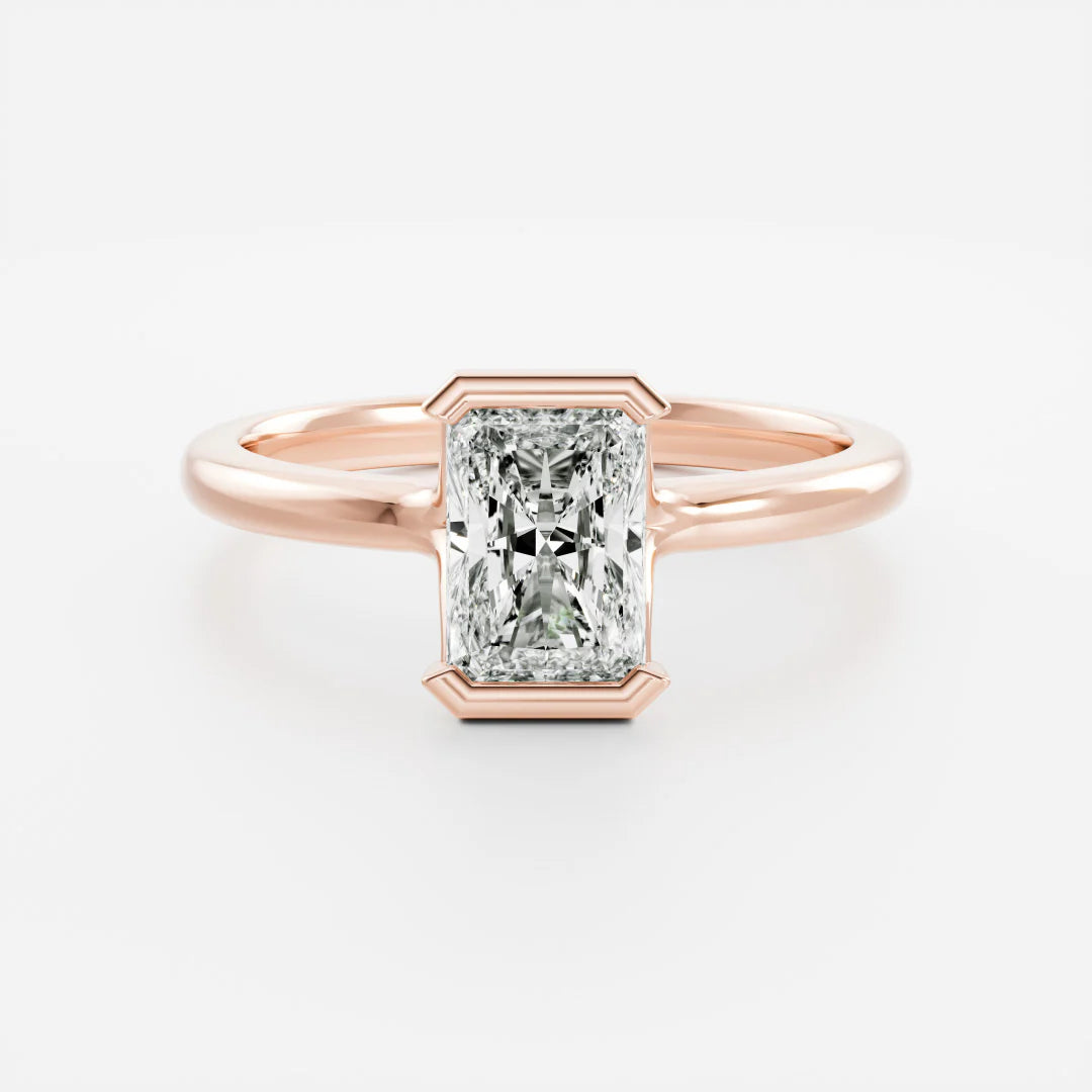 Radiant Cut Lab-Grown Diamond Half Bezel Engagement Ring