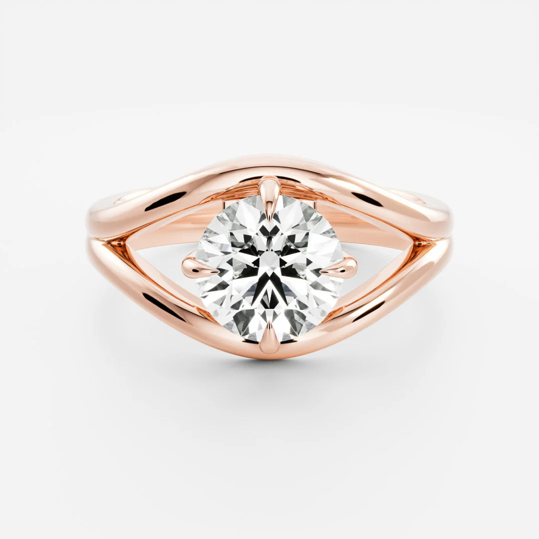 Round Brilliant Lab-Grown Diamond Solitaire Engagement Ring with Split Shank