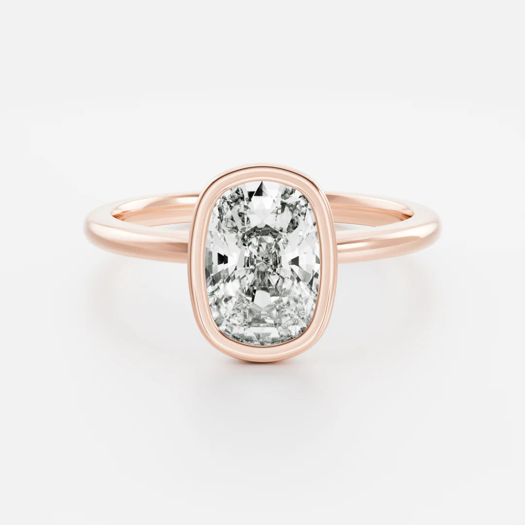 Elongated Cushion Lab-Grown Diamond Full Bezel Engagement Ring