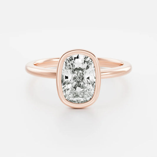 Elongated Cushion Lab-Grown Diamond Full Bezel Engagement Ring
