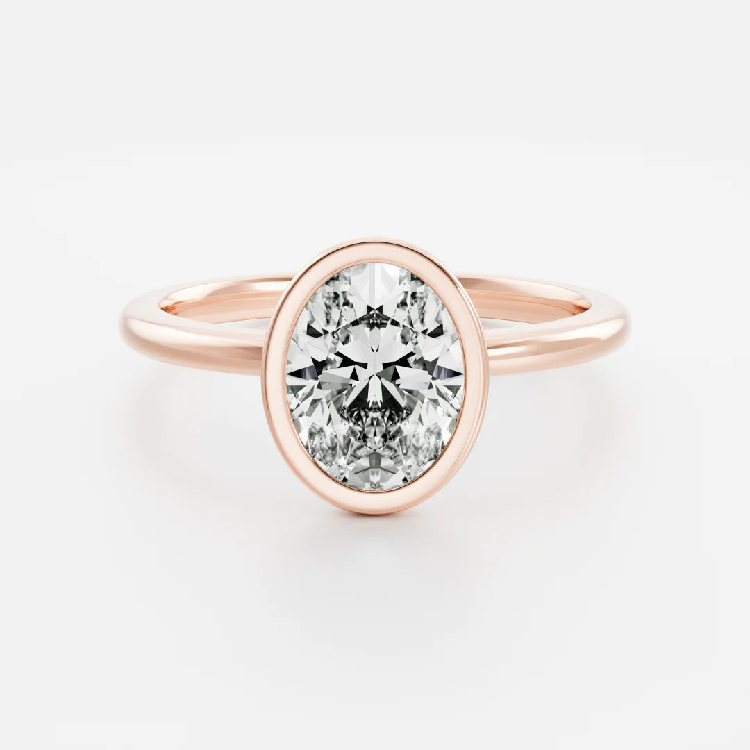 Oval Lab-Grown Diamond Full Bezel Solitaire Engagement Ring