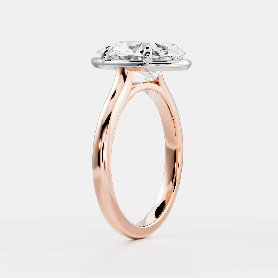 Pear Shaped Lab-Grown Diamond Bezel & 4-Prong Engagement Ring