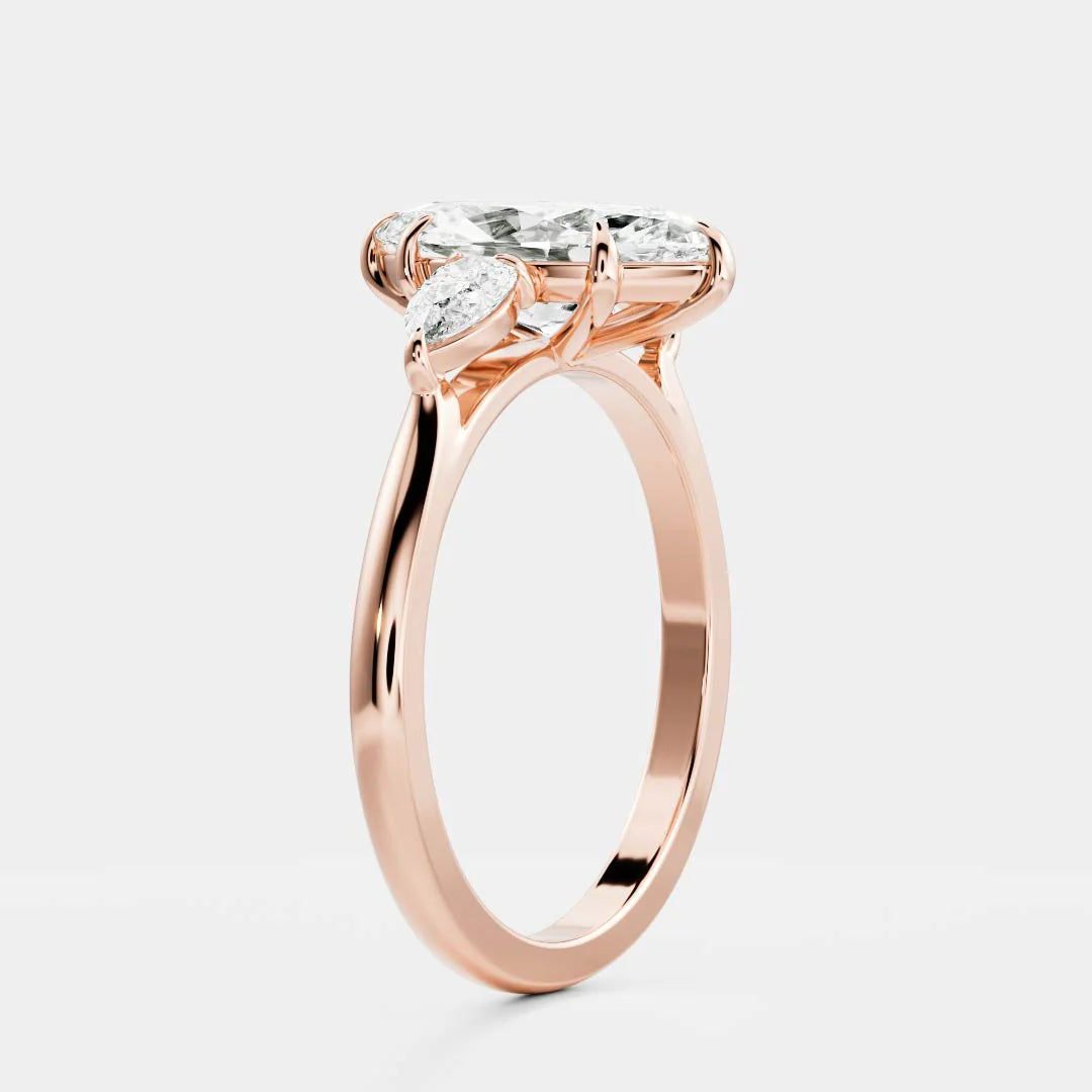 Marquise & Pear Lab-Grown Diamond Three Stone Engagement Ring