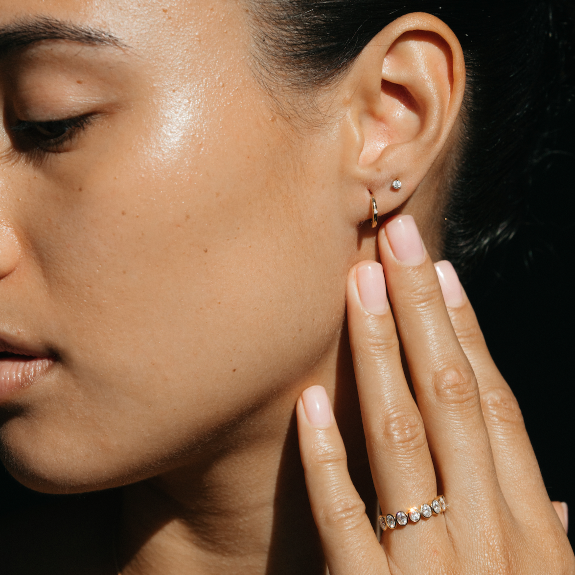 The Lyra Diamond Accent Huggie Hoops