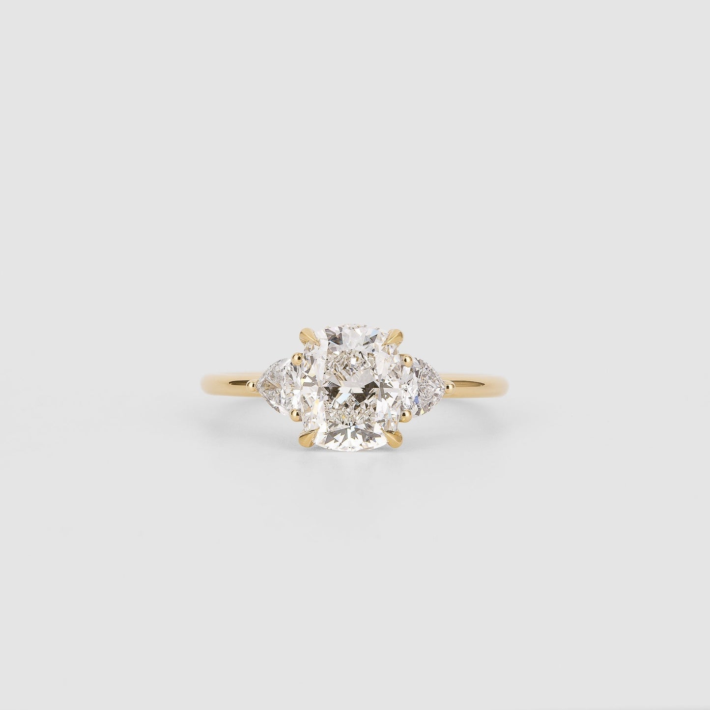 Cushion Lab-Grown Diamond Three Stone Pear Accent Engagement Ring
