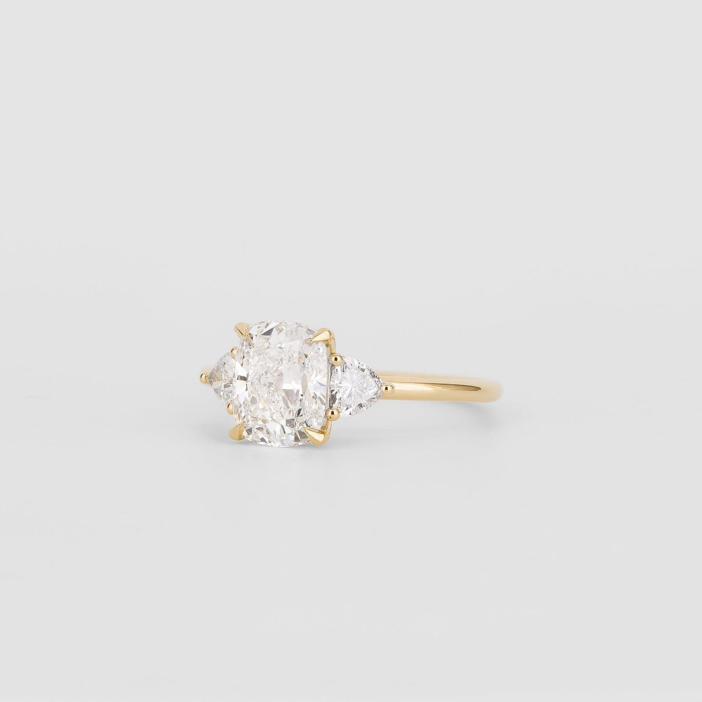 Cushion Lab-Grown Diamond Three Stone Pear Accent Engagement Ring