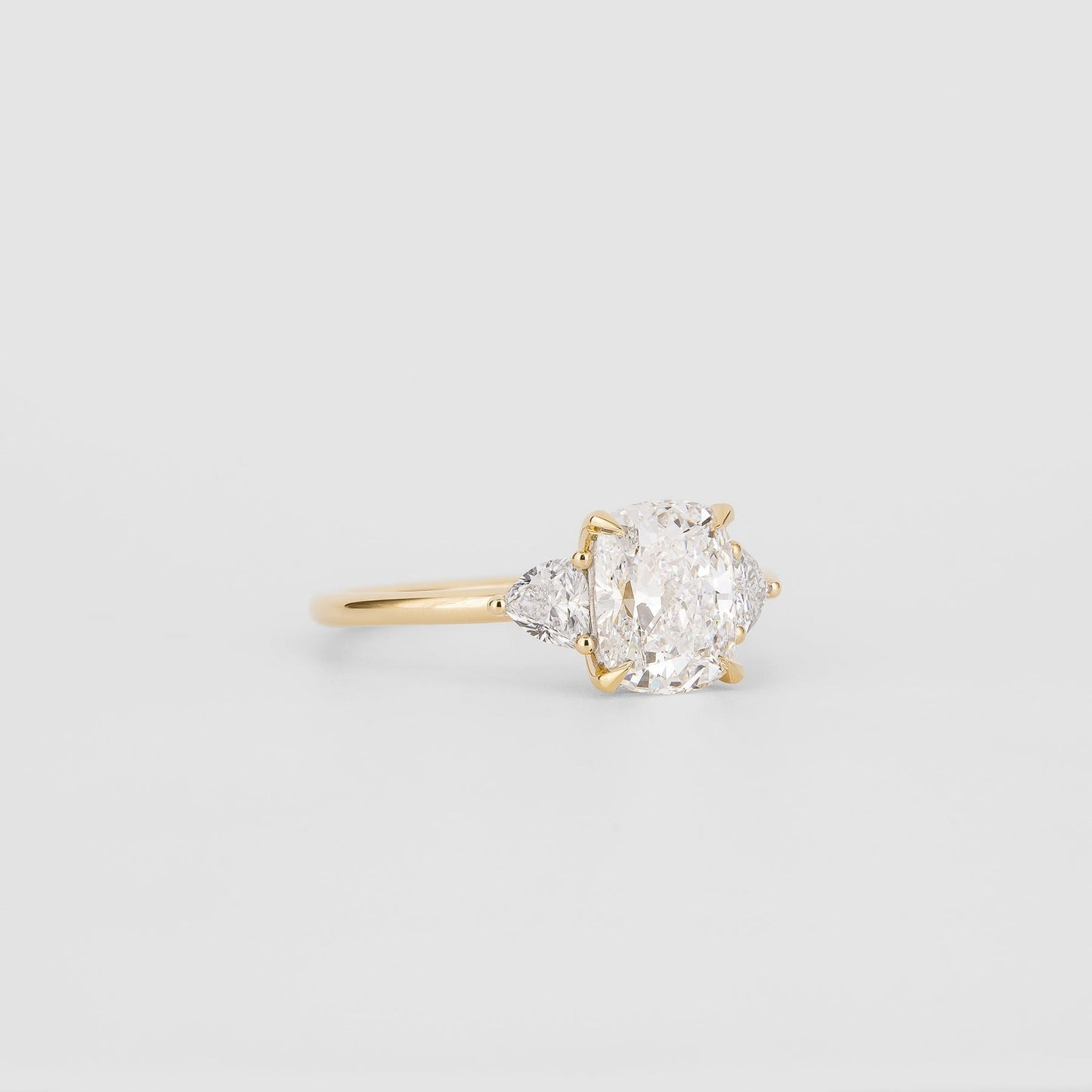 Cushion Lab-Grown Diamond Three Stone Pear Accent Engagement Ring