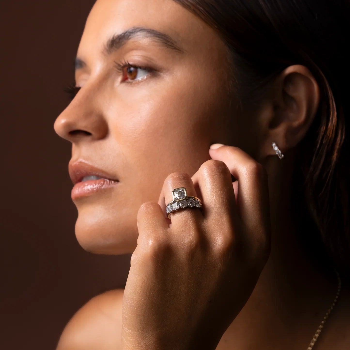 Asscher Cut Lab-Grown Diamond Full Bezel Engagement Ring