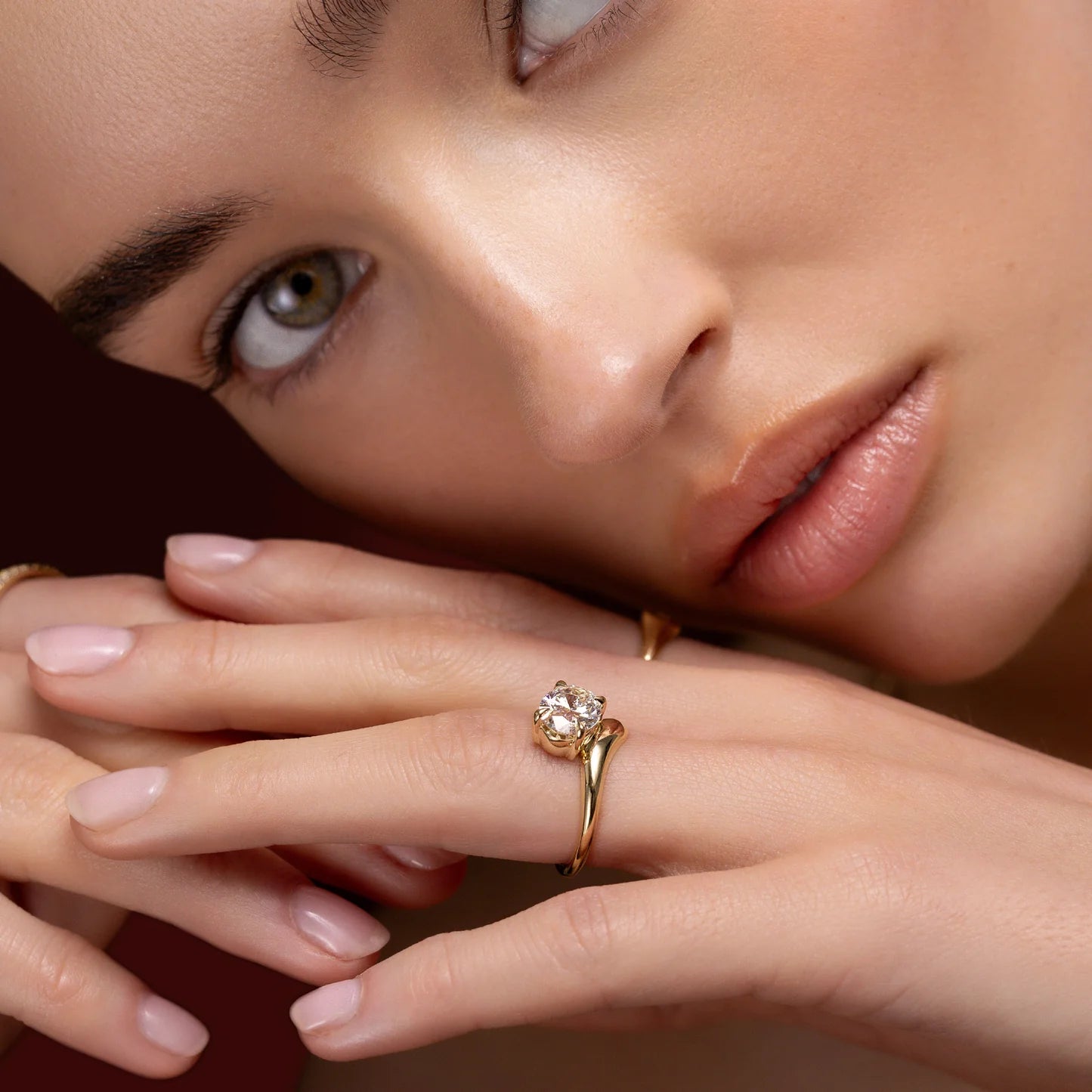 Oval Lab-Grown Diamond Solitaire Engagement Ring with Bypass Band