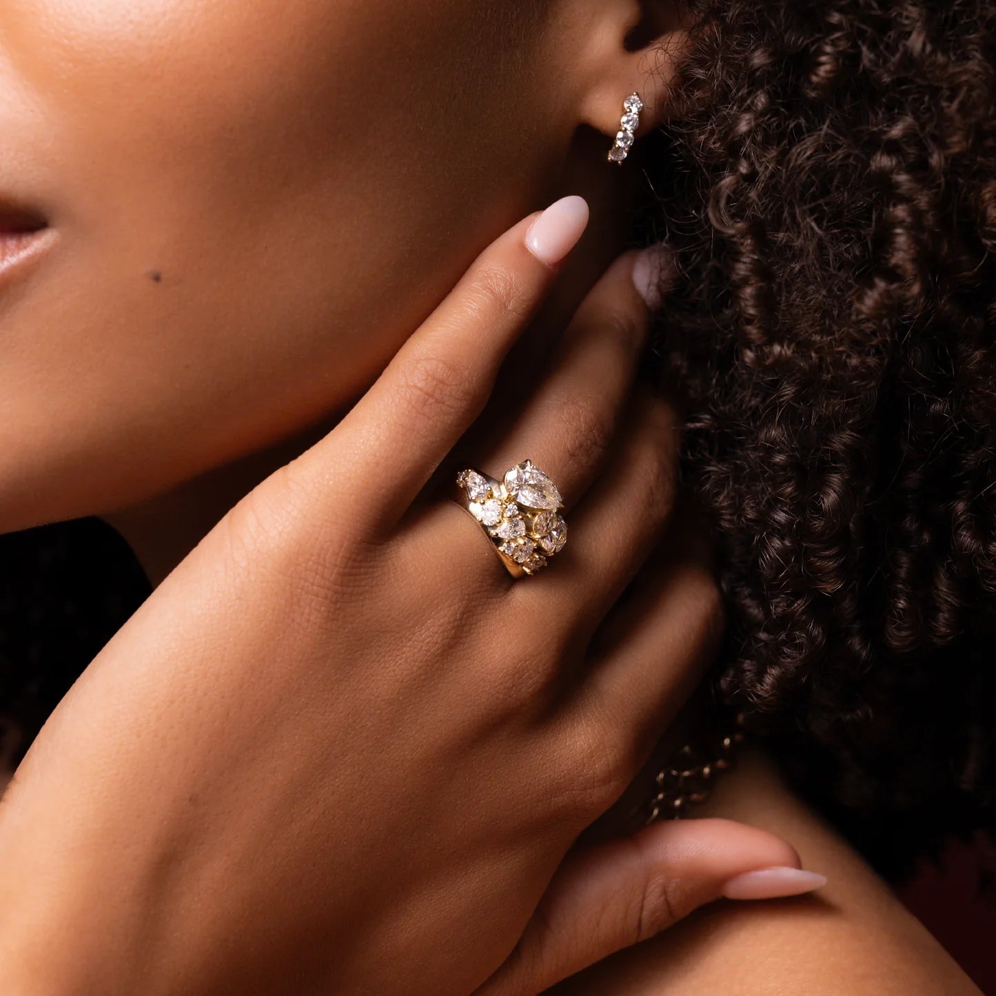 Oval & Pear Shaped Lab-Grown Diamond Toi et Moi Bypass Engagement Ring