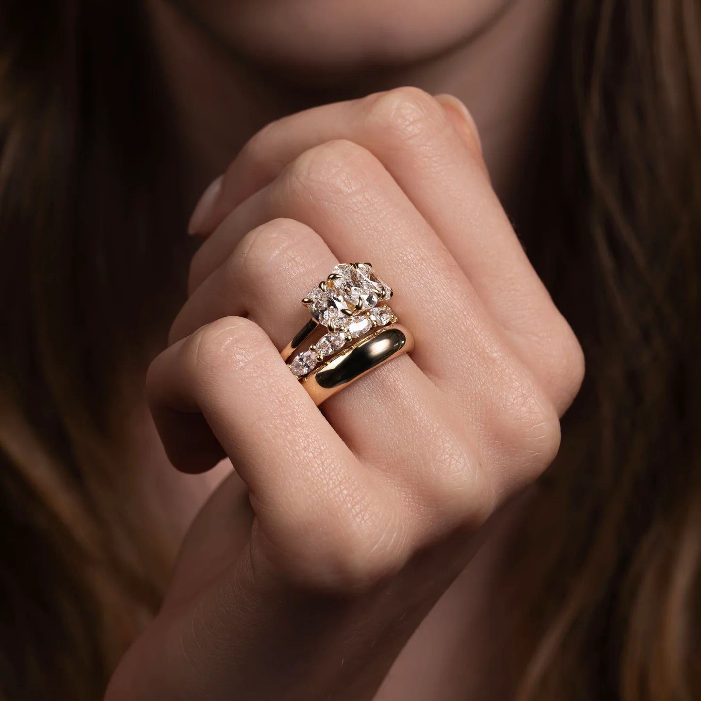 Oval Lab-Grown Diamond Three Stone Engagement Ring