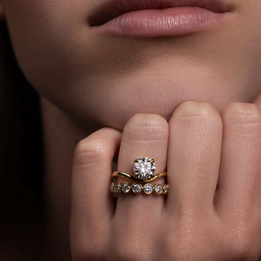 Round Brilliant Lab-Grown Diamond Bypass Solitaire Engagement Ring