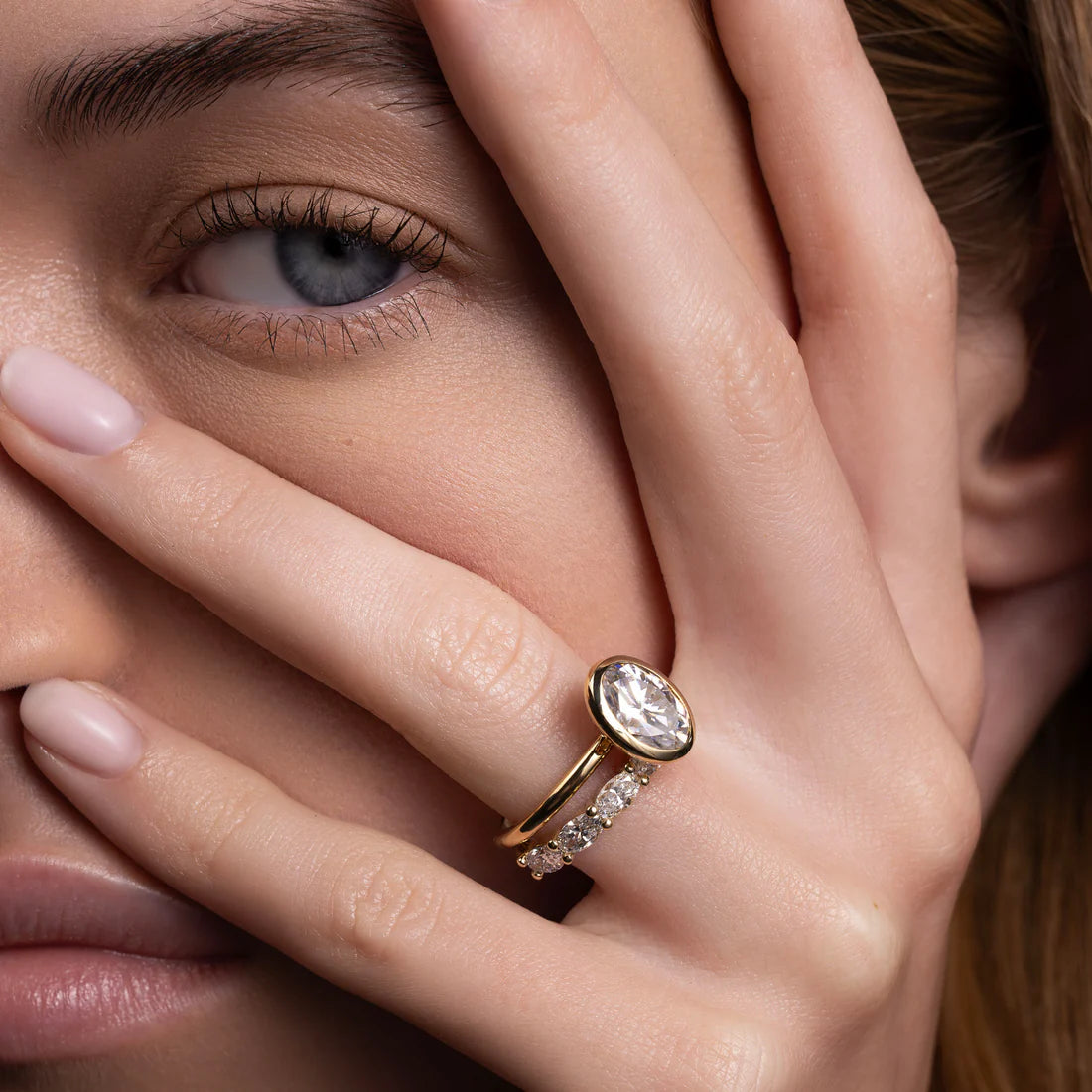 Oval Lab-Grown Diamond Full Bezel Solitaire Engagement Ring