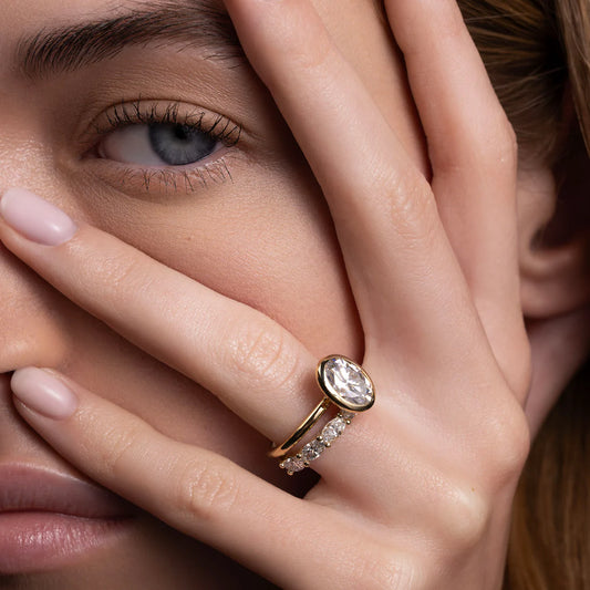 Oval Lab-Grown Diamond Full Bezel Solitaire Engagement Ring