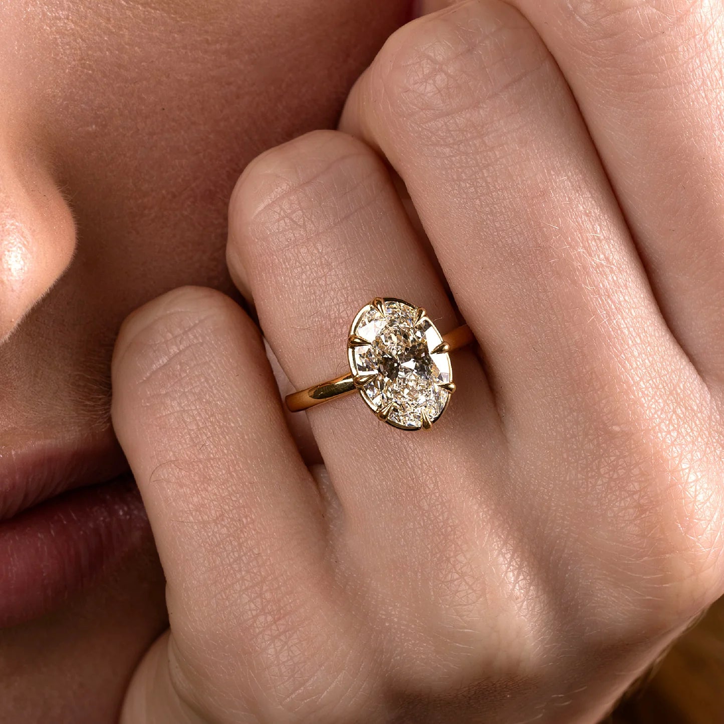 Oval Cut Lab-Grown Diamond Bezel & Multi-Prong Engagement Ring