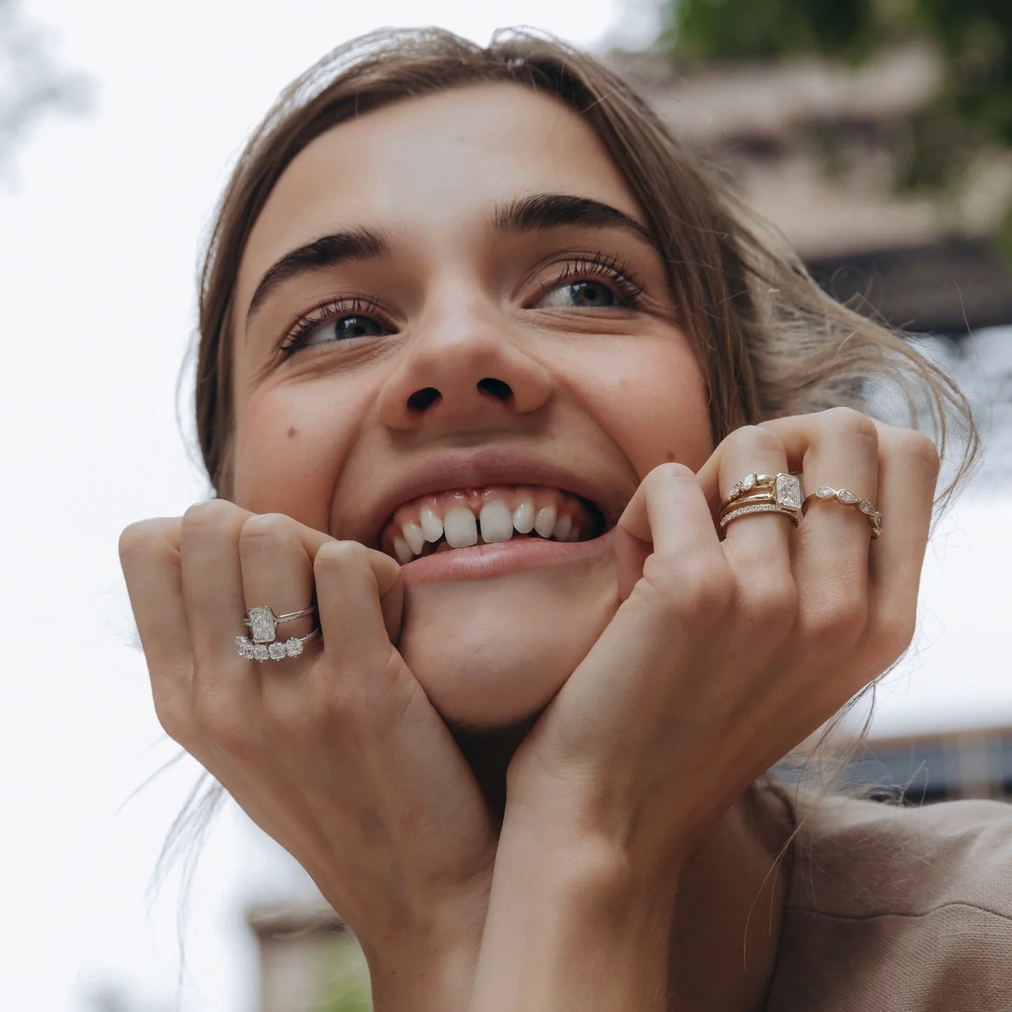 Radiant Cut Lab-Grown Diamond Half Bezel Engagement Ring