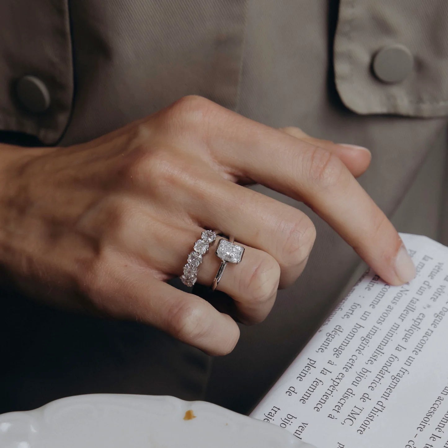 Radiant Cut Lab-Grown Diamond Half Bezel Engagement Ring
