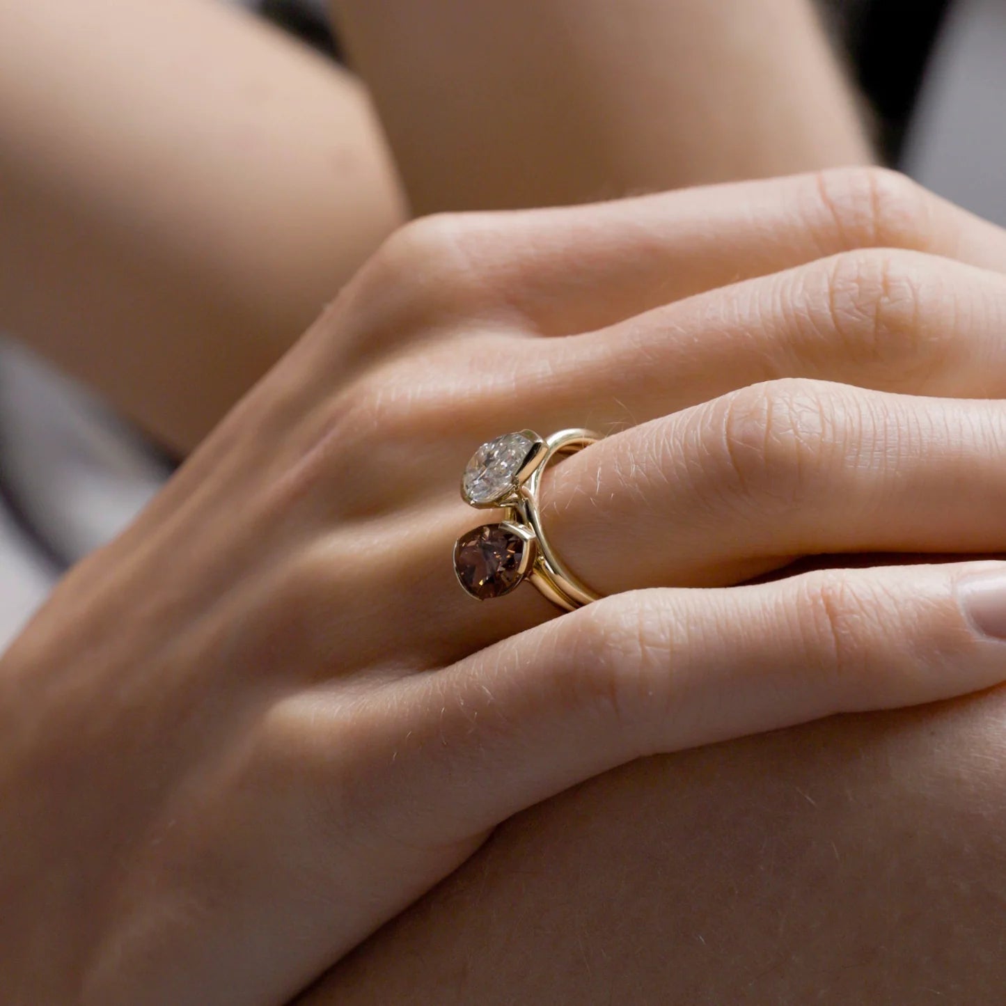 Pear Shaped Lab-Grown Diamond Half Bezel Engagement Ring