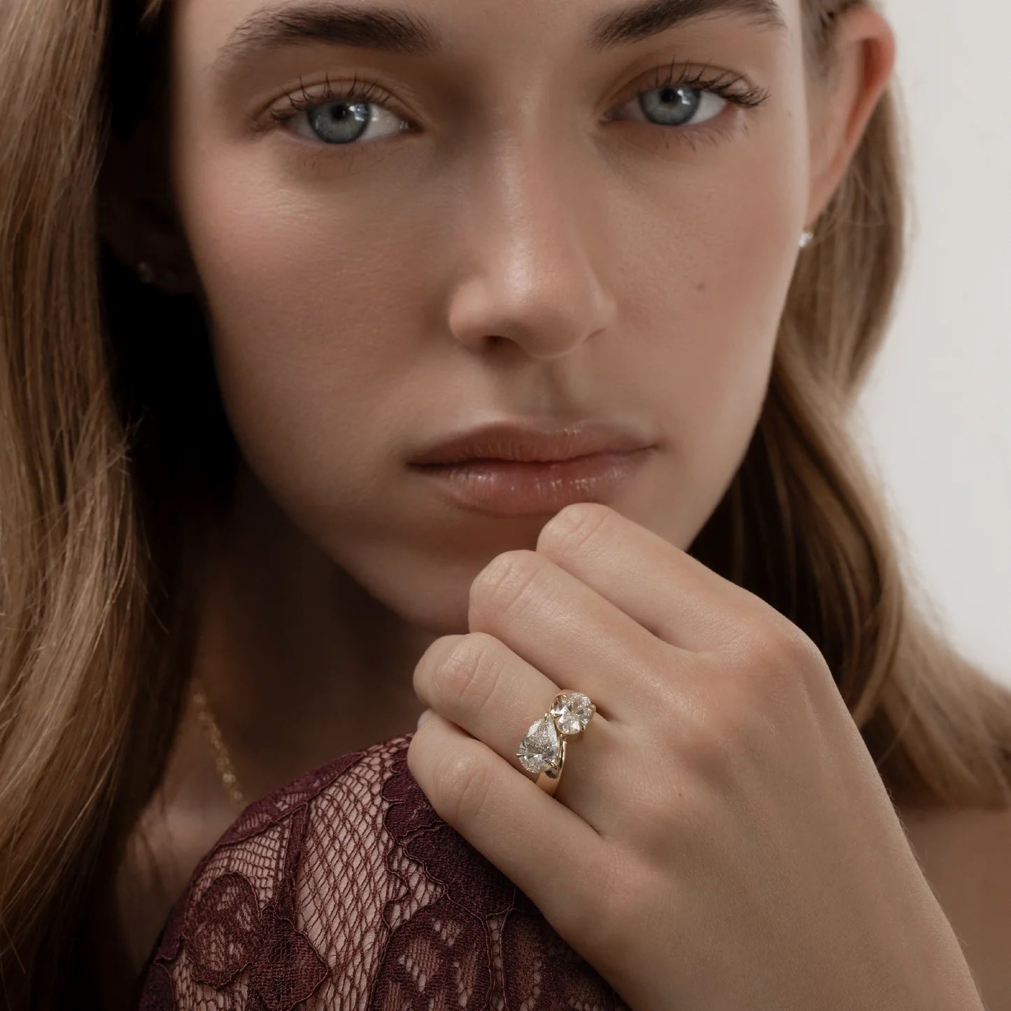 Oval & Pear Shaped Lab-Grown Diamond Toi et Moi Bypass Engagement Ring